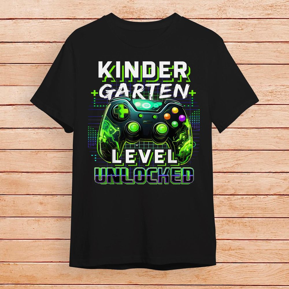 Back To School Kindergarten Boy Gamer First Day School Level Shirt Unisex Standard T-Shirt black s